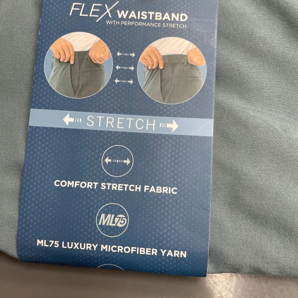 NEW Greg Norman Men's 32x34 Performance Tech Pant Flex Waistband Stretch